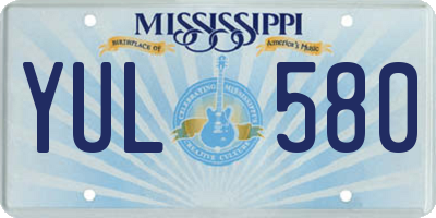 MS license plate YUL580