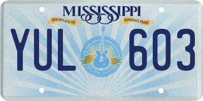 MS license plate YUL603