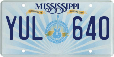 MS license plate YUL640