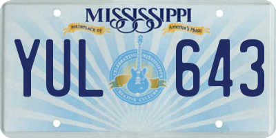 MS license plate YUL643