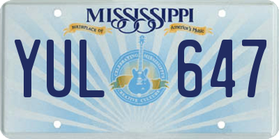 MS license plate YUL647