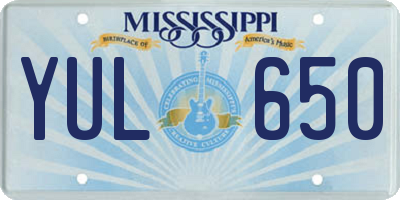MS license plate YUL650