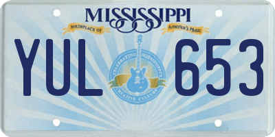 MS license plate YUL653