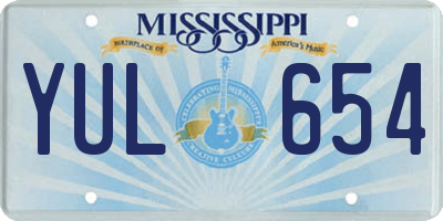 MS license plate YUL654