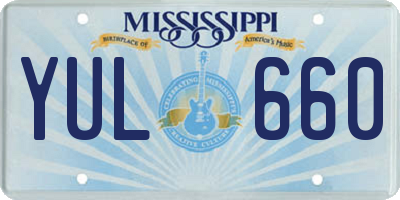 MS license plate YUL660
