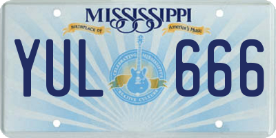 MS license plate YUL666