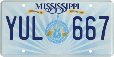 MS license plate YUL667