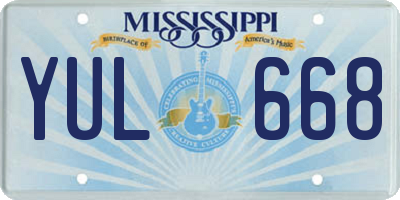MS license plate YUL668