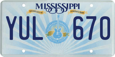 MS license plate YUL670