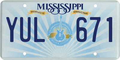 MS license plate YUL671