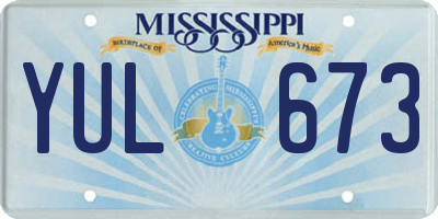 MS license plate YUL673