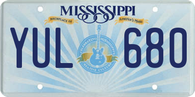 MS license plate YUL680