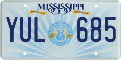 MS license plate YUL685