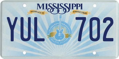 MS license plate YUL702