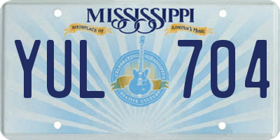 MS license plate YUL704