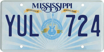 MS license plate YUL724