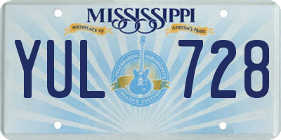 MS license plate YUL728