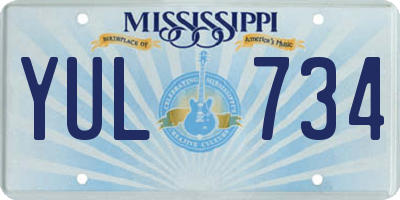 MS license plate YUL734
