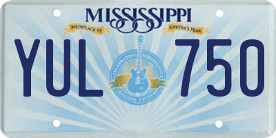 MS license plate YUL750