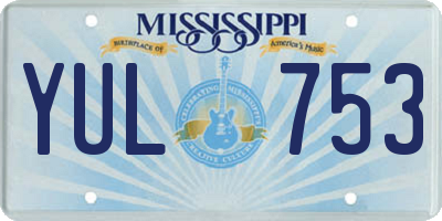 MS license plate YUL753