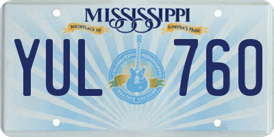 MS license plate YUL760