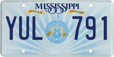 MS license plate YUL791
