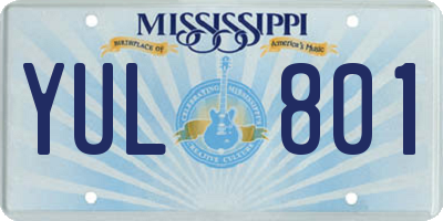 MS license plate YUL801