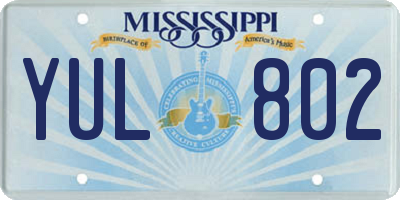 MS license plate YUL802