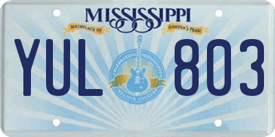 MS license plate YUL803
