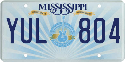 MS license plate YUL804