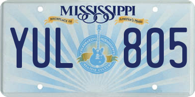 MS license plate YUL805