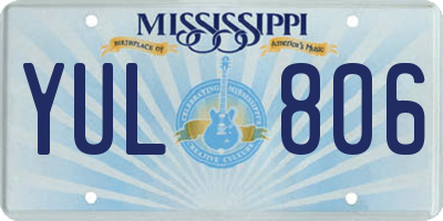 MS license plate YUL806