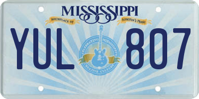 MS license plate YUL807