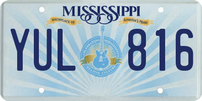 MS license plate YUL816