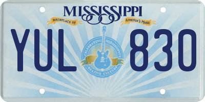 MS license plate YUL830