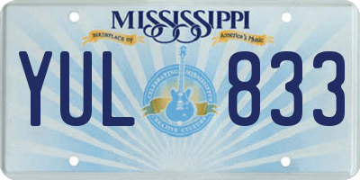 MS license plate YUL833