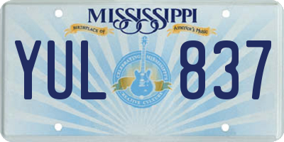 MS license plate YUL837
