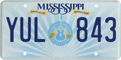 MS license plate YUL843