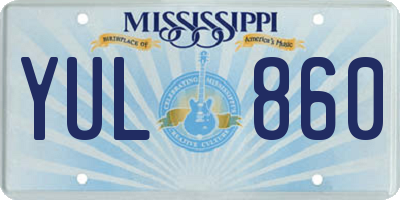 MS license plate YUL860
