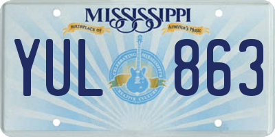 MS license plate YUL863