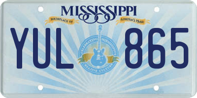 MS license plate YUL865
