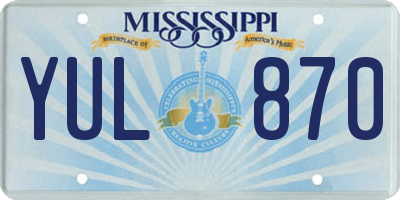 MS license plate YUL870