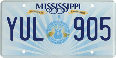 MS license plate YUL905