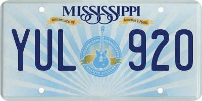 MS license plate YUL920
