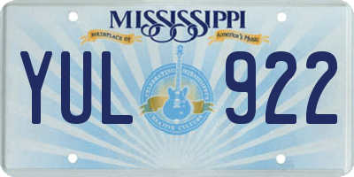 MS license plate YUL922
