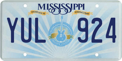 MS license plate YUL924