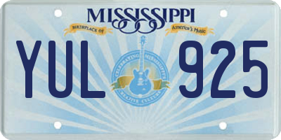MS license plate YUL925