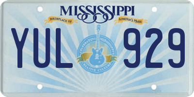 MS license plate YUL929