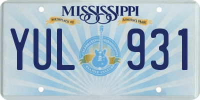 MS license plate YUL931