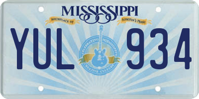 MS license plate YUL934